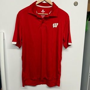 Wisconsin Badgers 1/4 Button Red Pullover Shirt- Medium
